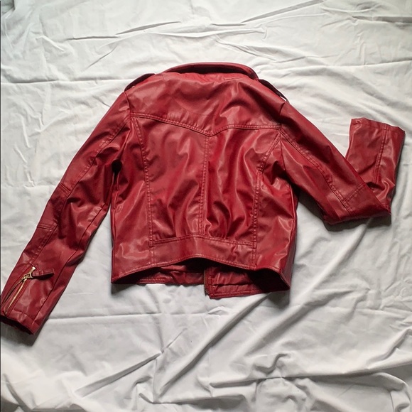 Zara Red Leather Jacket - Picture 4 of 5